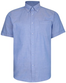 KAM Dobby Weave Short Sleeve Shirt Blue